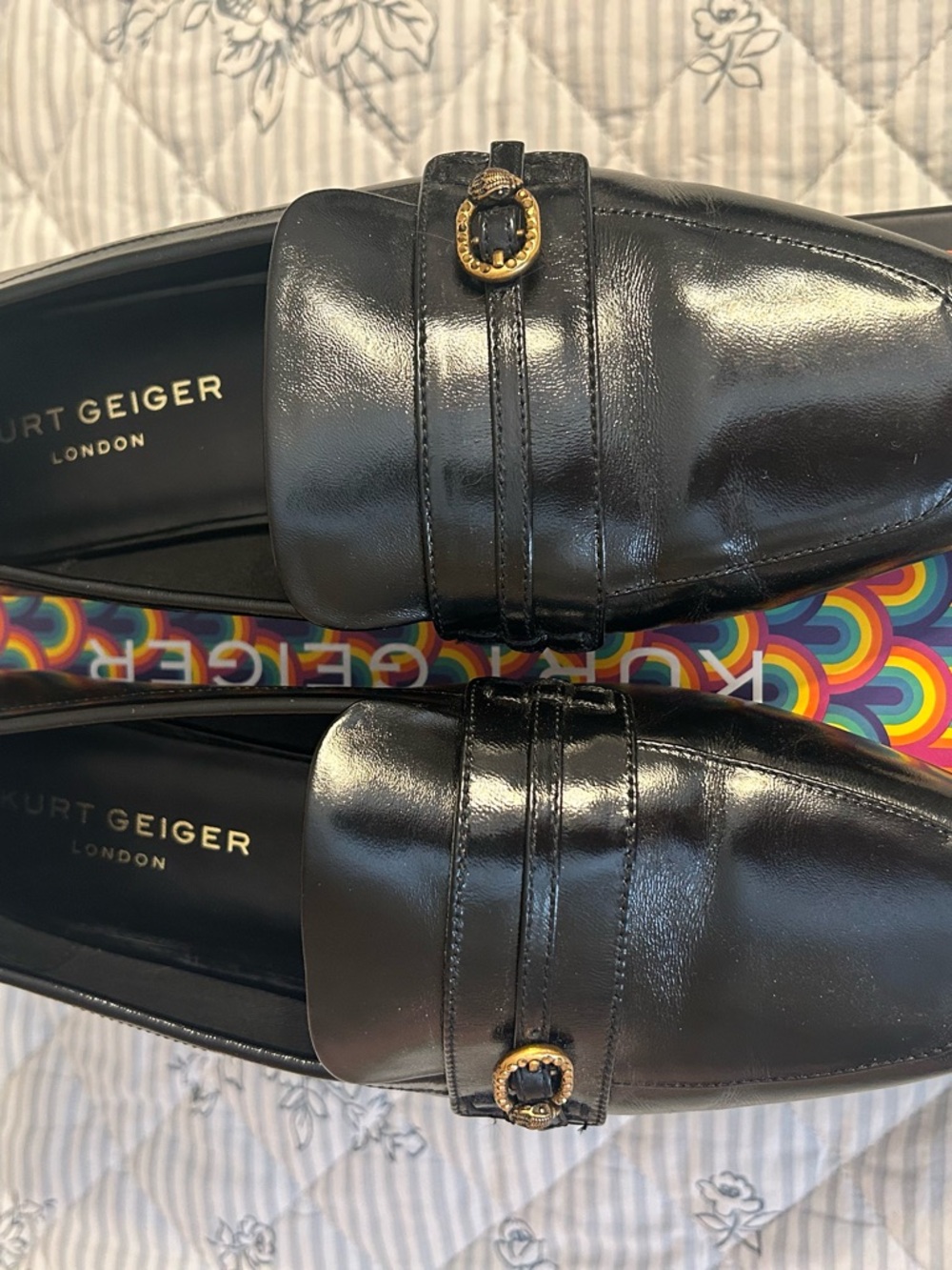 Kurt Geiger Mayfair Slim Loafer with Gold Buckle